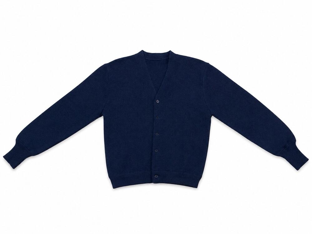 Vintage Men’s Medium Navy Blue Button Front Cardigan Sweater V-Neck